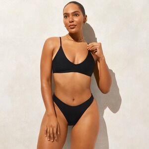 NWT!! J. CREW Sunny Bikini Bottom Classic Sculpt Solid Black Swimwear Medium